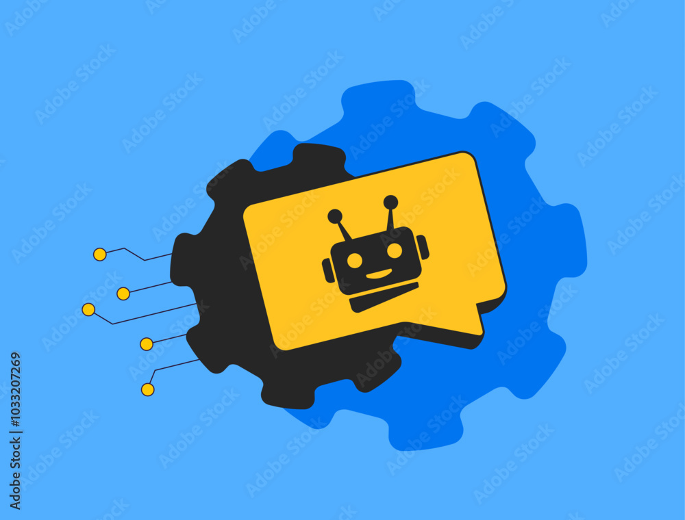 Poster Chatbot integration in customer service automates support by handling customer requests efficiently. AI chatbots improve response times, customer satisfaction and communication with chatbot technology