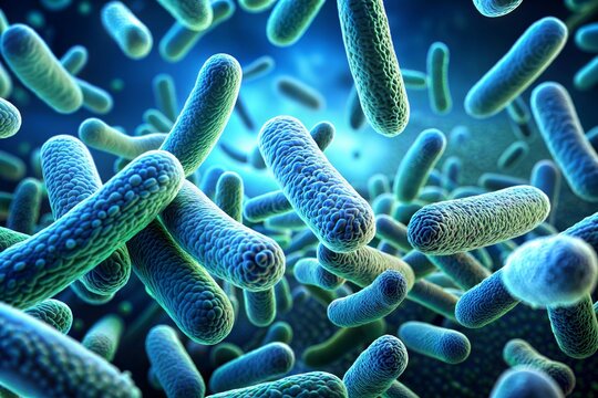 Microscopic view of bacteria cells showcasing biotechnology research - Powered by Adobe