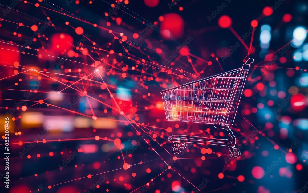 Aufkleber distribution and logistics concept of global digital internet marketing and business e-commerce bann