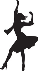 family person and people dancing silhouettes vector illustrations