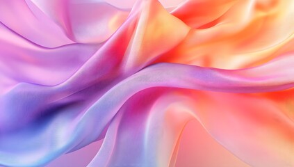 Obraz premium Abstract, colorful silk cloth in motion on a pastel background. Abstract 3D rendering of draped fabric. Photorealistic 3D render.