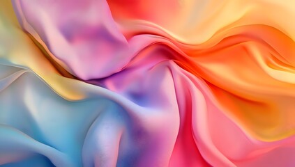 Obraz premium Abstract, colorful silk cloth in motion on a pastel background. Abstract 3D rendering of draped fabric. Photorealistic 3D render.