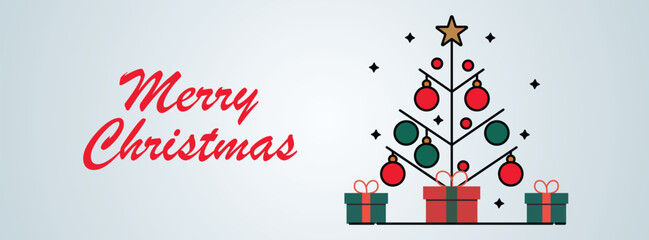 Merry Christmas With Christmas Banner Design