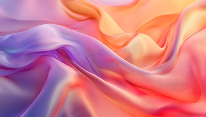 Obraz premium Abstract, colorful silk cloth in motion on a pastel background. Abstract 3D rendering of draped fabric. Photorealistic 3D render.