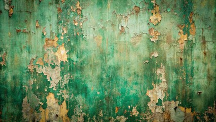 A Weathered Wall Reveals the Layers of Time, Presenting a Canvas of Green and Yellow Hues