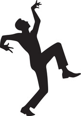 family person and people dancing silhouettes vector illustrations