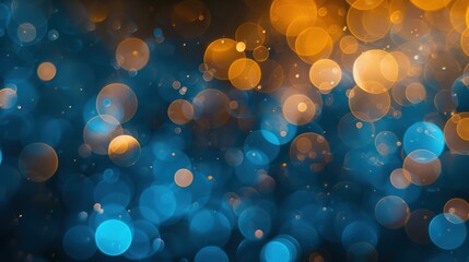Abstract blue and orange bokeh background. AI.