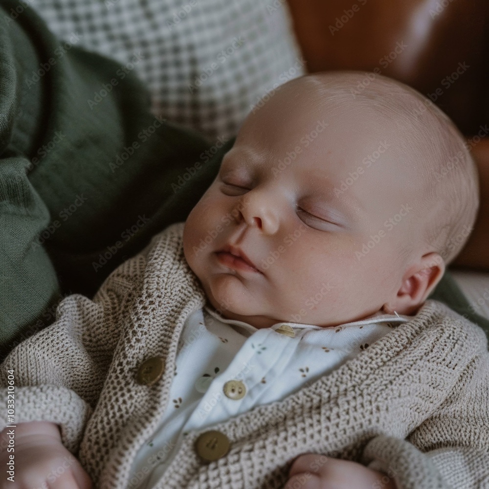 Poster A peaceful baby sleeping soundly. AI.