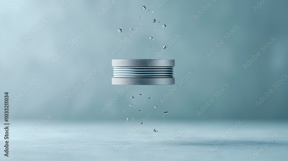 Aufkleber a visually captivating image showcasing a magnet effortlessly hovering above a stack of metal rings 