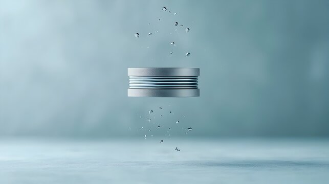 A visually captivating image showcasing a magnet effortlessly hovering above a stack of metal rings demonstrating the powerful forces of magnetism and gravity in an innovative technological display