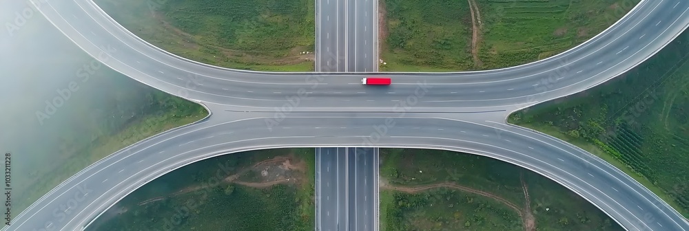 Leinwandbilder Aerial perspective showcasing the intricate network of roads forming a complex and interconnected system symbolizing the importance of logistics transportation