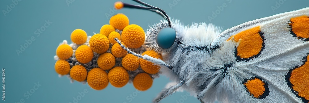 Poster Breathtaking close up view of a butterfly s wings showcasing a mesmerizing kaleidoscopic pattern with vibrant symmetrical colors and designs