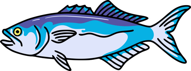Vector Illustration of Bluefish Saltwater Fish