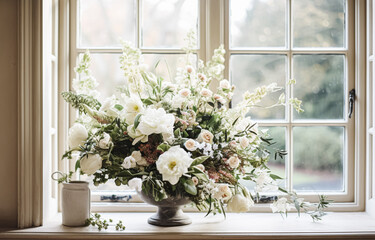 Fototapeta premium Beautiful bouquet of flowers in vase. Floral arrangement