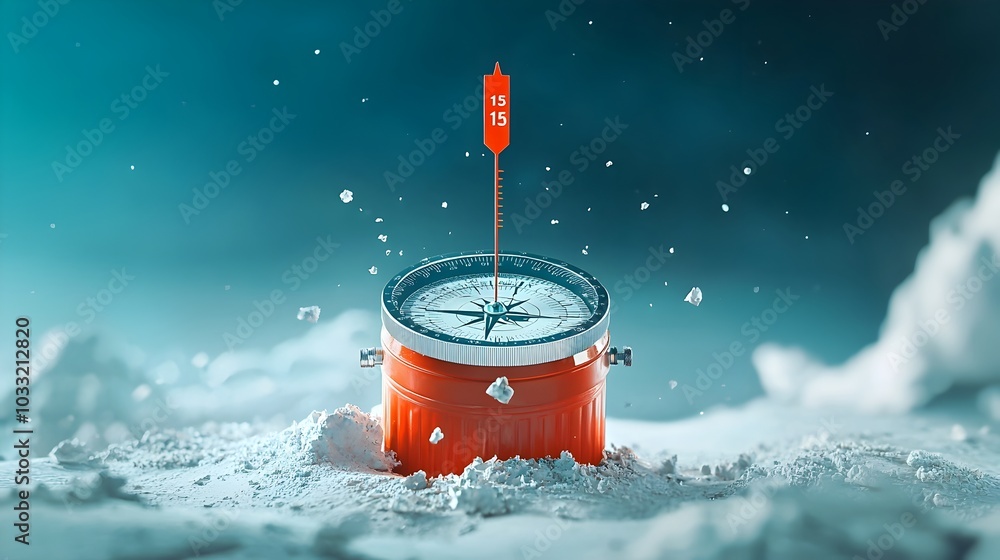 Aufkleber Compass Needle Precisely Aligned with Magnetic North Representing the Concept of Navigation Guidance and Direction for Decision Making