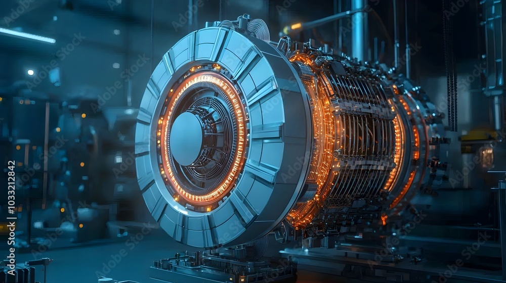 Aufkleber Conceptual showcasing the intricate coils and magnetic fields of an electrical generator highlighting the technology behind clean and efficient power