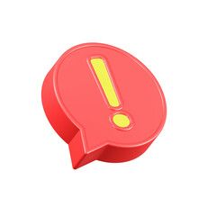 Alert warning bubble 3d red color