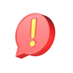 Alert warning bubble 3d red color