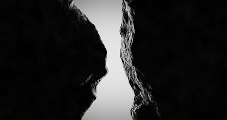 Abstract Rock Backlight Minimalist Futuristic 3D Illustration Background