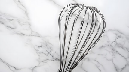 Stainless balloon whisk isolated in white background.