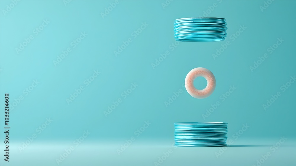 Aufkleber magnet hovering and suspending a stack of metal rings in a surreal and captivating of electromagneti