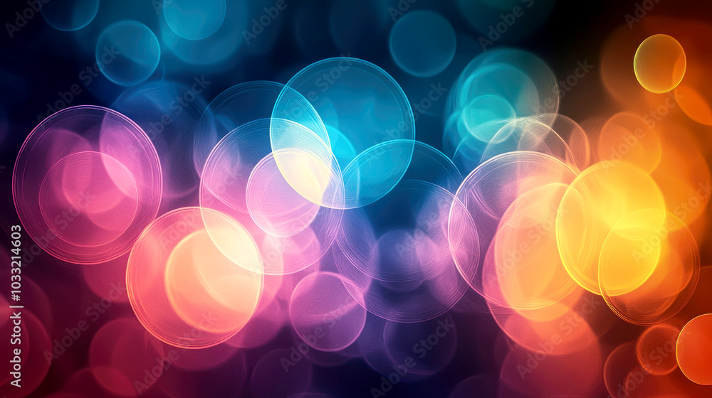 Poster a vibrant abstract background with colorful bokeh effects, ideal for design and decoration.