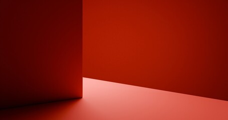 Red Abstract Minimalist Podium with Backlight 3D Illustration for Product Display
