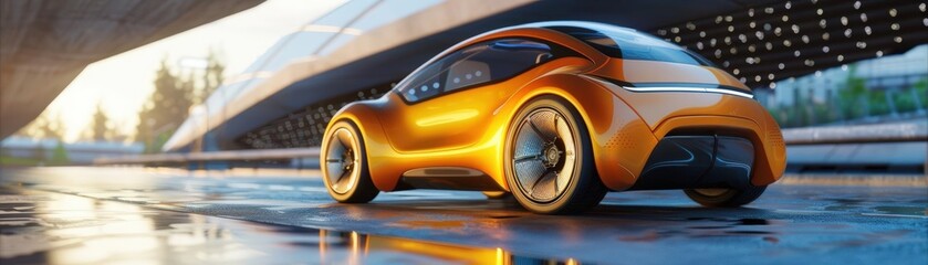 Fototapeta premium Merge technology and sustainability in a captivating 3D representation of an electronic electric car