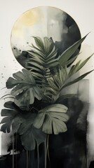 Jungle painting plant leaf.