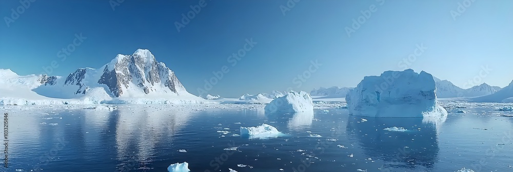 Poster melting arctic glaciers flowing into the open ocean a powerful visual symbol of the climate change c
