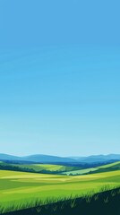 Obraz premium Green hills under blue sky