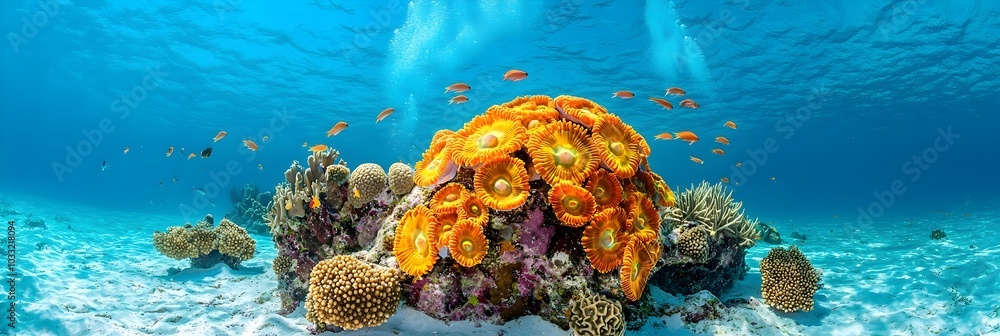 Aufkleber stunning underwater scene showcasing a vibrant coral reef ecosystem filled with a diverse array of c