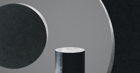 Minimalist Abstect Concrete Podium Product Display 3D Illustration