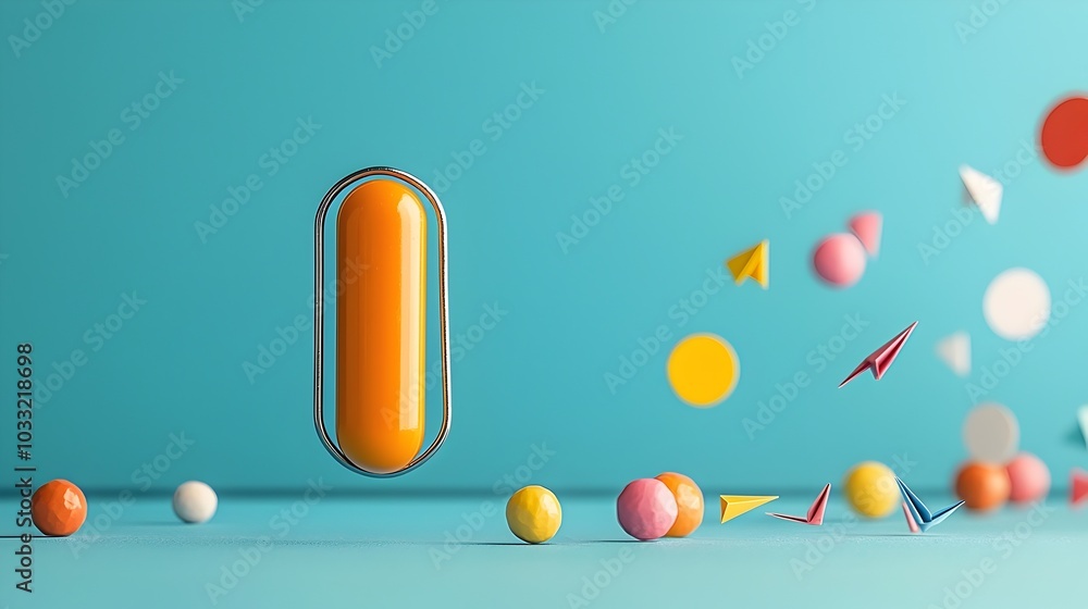 Leinwandbilder Vibrant arrangement of metallic paperclips being attracted and connected by a magnet creating abstract geometric patterns and designs in a minimalist office setting