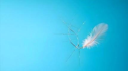 A delicate feather softly caressing the surface of a cracked glass symbolizing a tender moment of reconciliation and a heartfelt apology between two parties