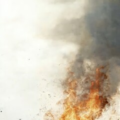 Fiery smoke plume against sky