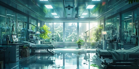 Stethoscope and Medical Equipment Background with Capsules, Symbolizing Health and Hospital Care.