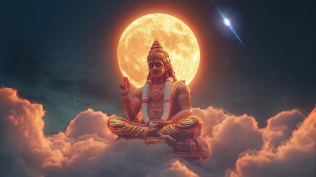 Hindu gods meditate on beautiful clouds quietly without any disturbance. Latar Belakang Animasi video 4k virtual selang waktu perulangan yang mulus.