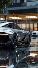 Obraz premium Showcase the sleek design and advanced technology of an electric car in a captivating 3D format
