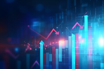 Because she created a stock market graph with lines and arrows on a digital background, a financial business concept.