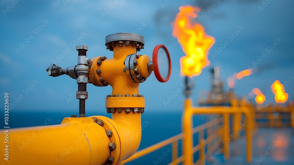 Poster Captivating abstract image showcasing the shapes and patterns created by steam and gas flaring in the industrial sky  The dynamic
