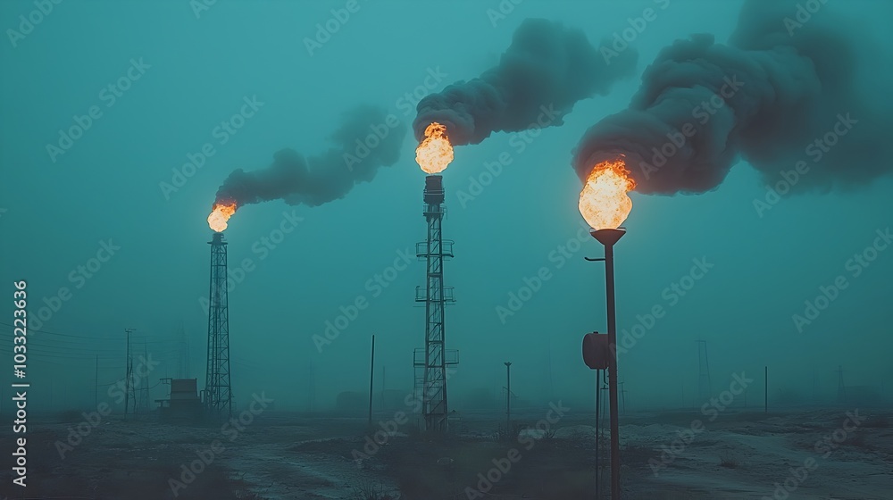 Poster Captivating abstract landscape with mesmerizing swirls plumes and billowing shapes of steam and gas flaring into the sky creating a serene and ethereal atmospheric scene