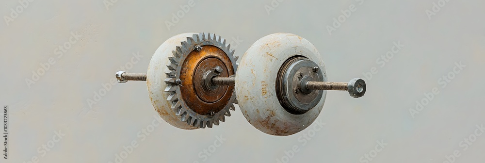 Poster Captivating abstract of a perpetual motion system with interlocked floating gears and mechanisms showcasing the beauty of seamless industrial engineering and technological innovation
