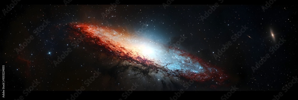 Poster captivating cosmic collision galaxies merging in a vibrant space explosion of brilliant colors and l