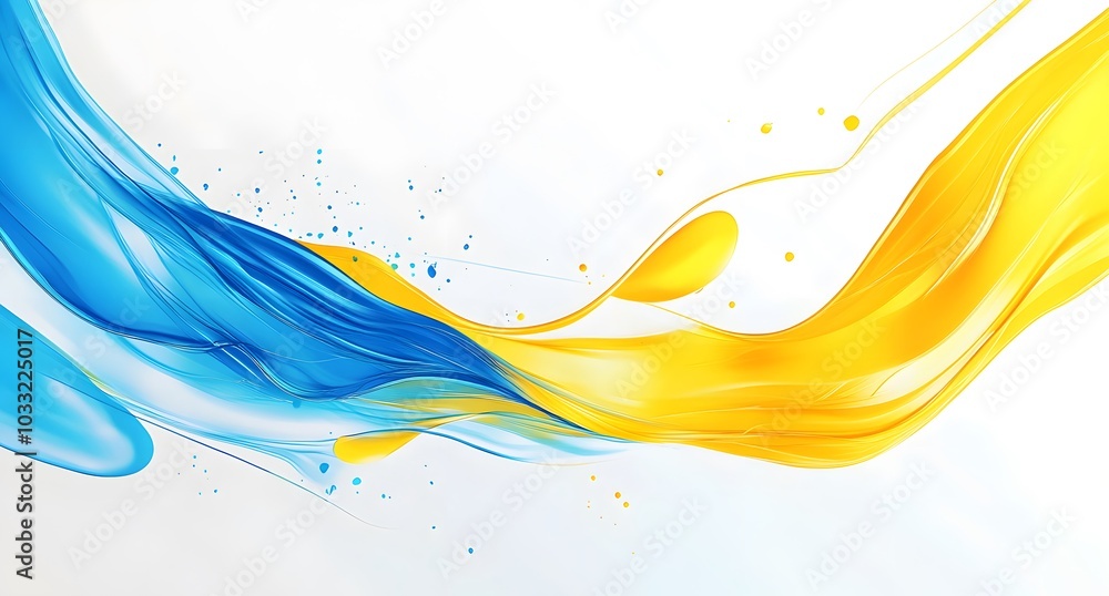 Fototapete blue and yellow background vector with abstract shapes, splashes of paint, and dynamic lines. abstra
