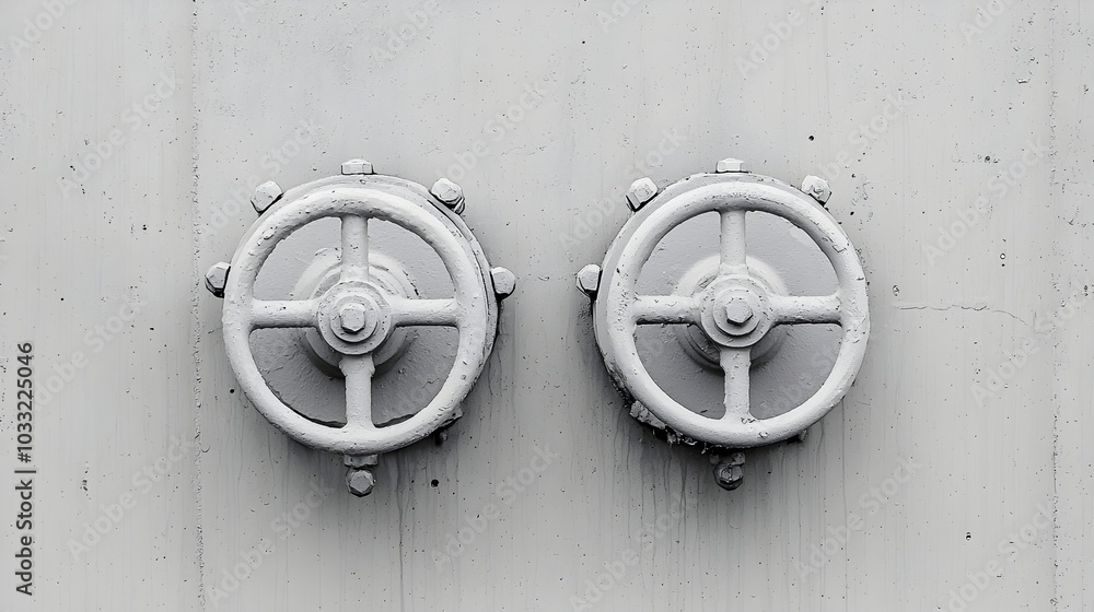 Aufkleber Close up view of a complex network of industrial valves and pipes crisscrossing in intricate layouts showcasing the inner workings and engineering of a manufacturing or industrial facility