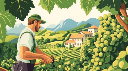 Harvest Time in the Vineyard: A Picturesque Landscape