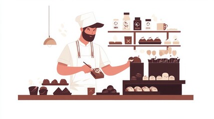 Artisan Baker Preparing Delicious Pastries in a Bakery Shop
