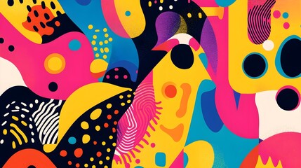 happiness with bright, cheerful colors and playful shapes. groovy graphic 