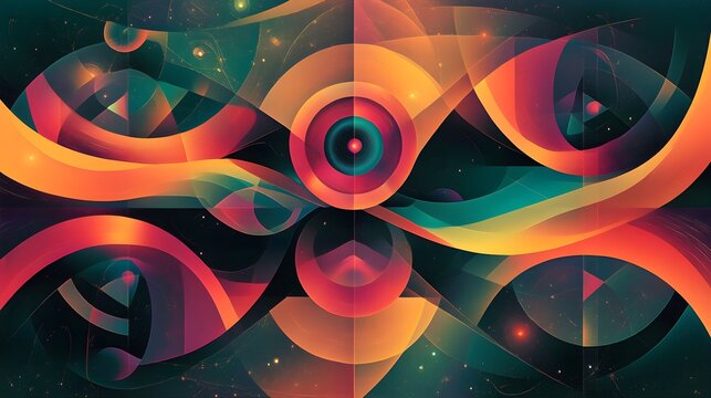 unity with interconnected shapes and a sense of harmony. groovy graphic 